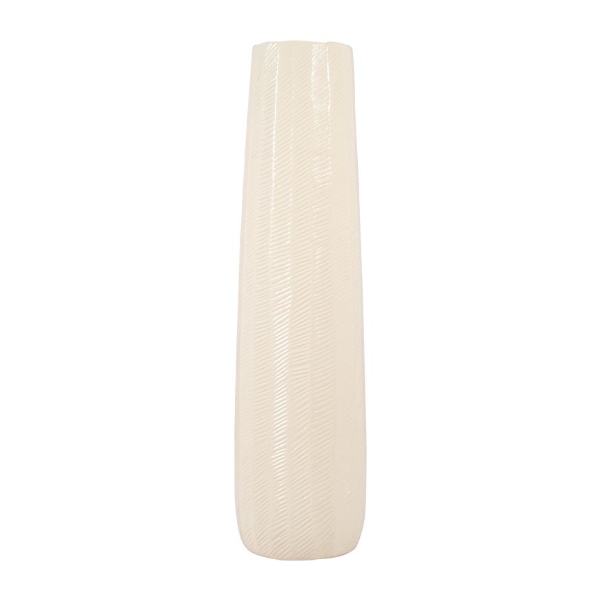 Sagebrook - 12" Ceramic Etched Lines Cylinder Vase
