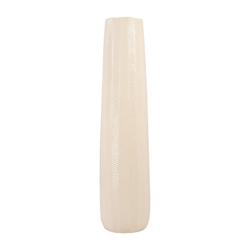 Sagebrook - 12" Ceramic Etched Lines Cylinder Vase