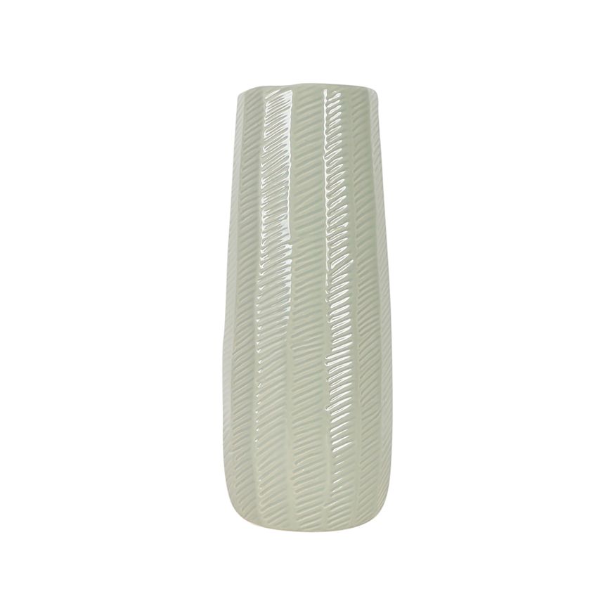 Sagebrook - 12" Ceramic Etched Lines Cylinder Vase