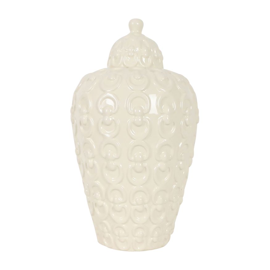 Sagebrook - 12" Ceramic Chain Texture Jar