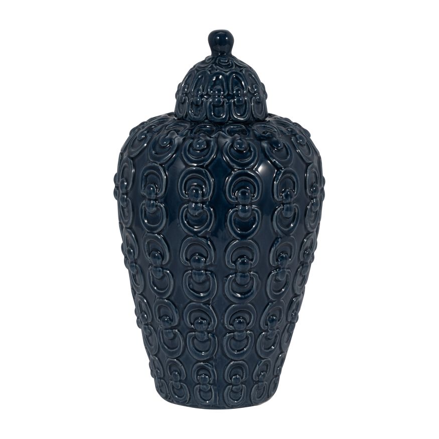 Sagebrook - 12" Ceramic Chain Texture Jar