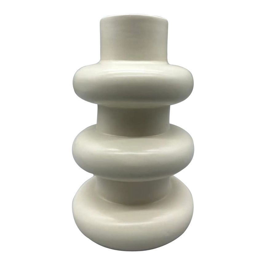 Sagebrook - 8" Ceramic Three Ribbed Vase
