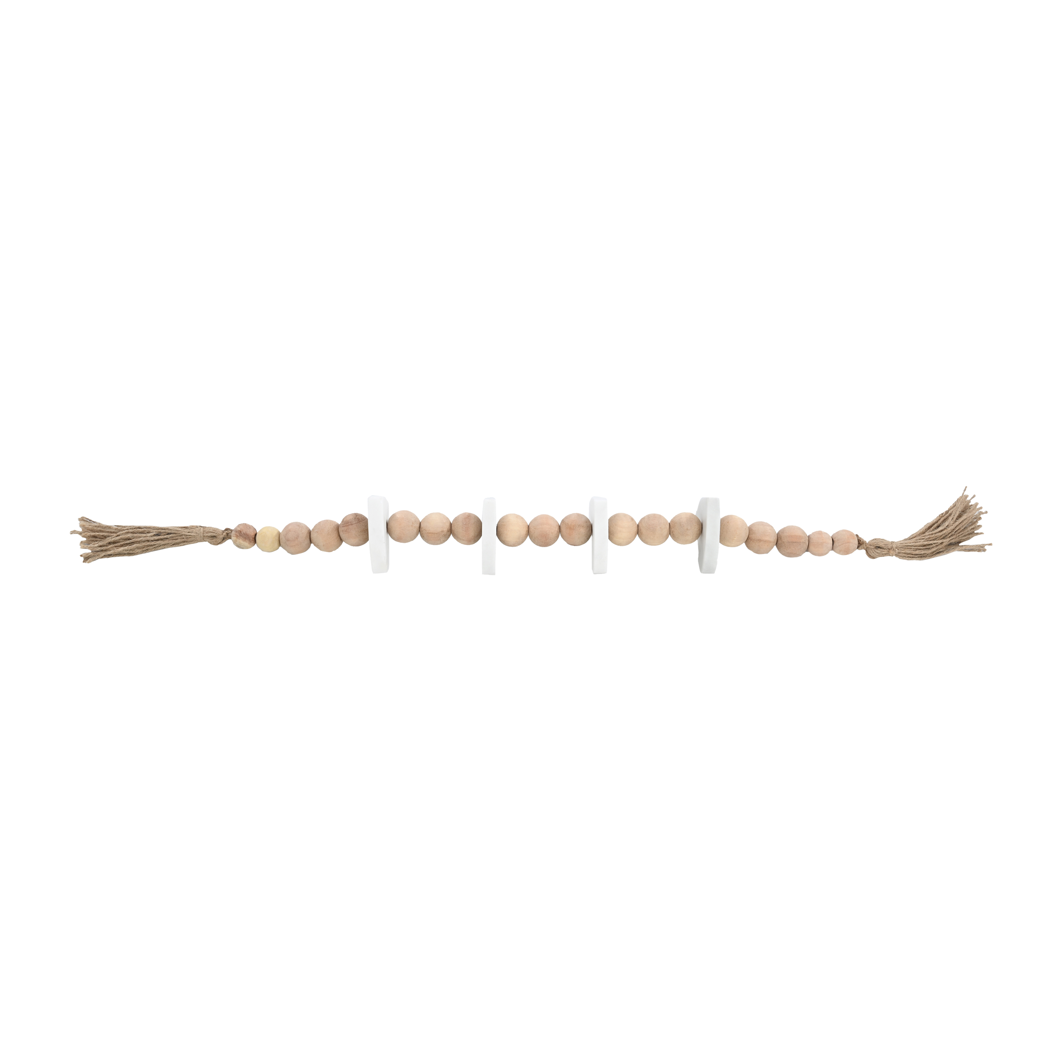 Sagebrook - 36" Wood Large Bead Garland with Marble Hearts