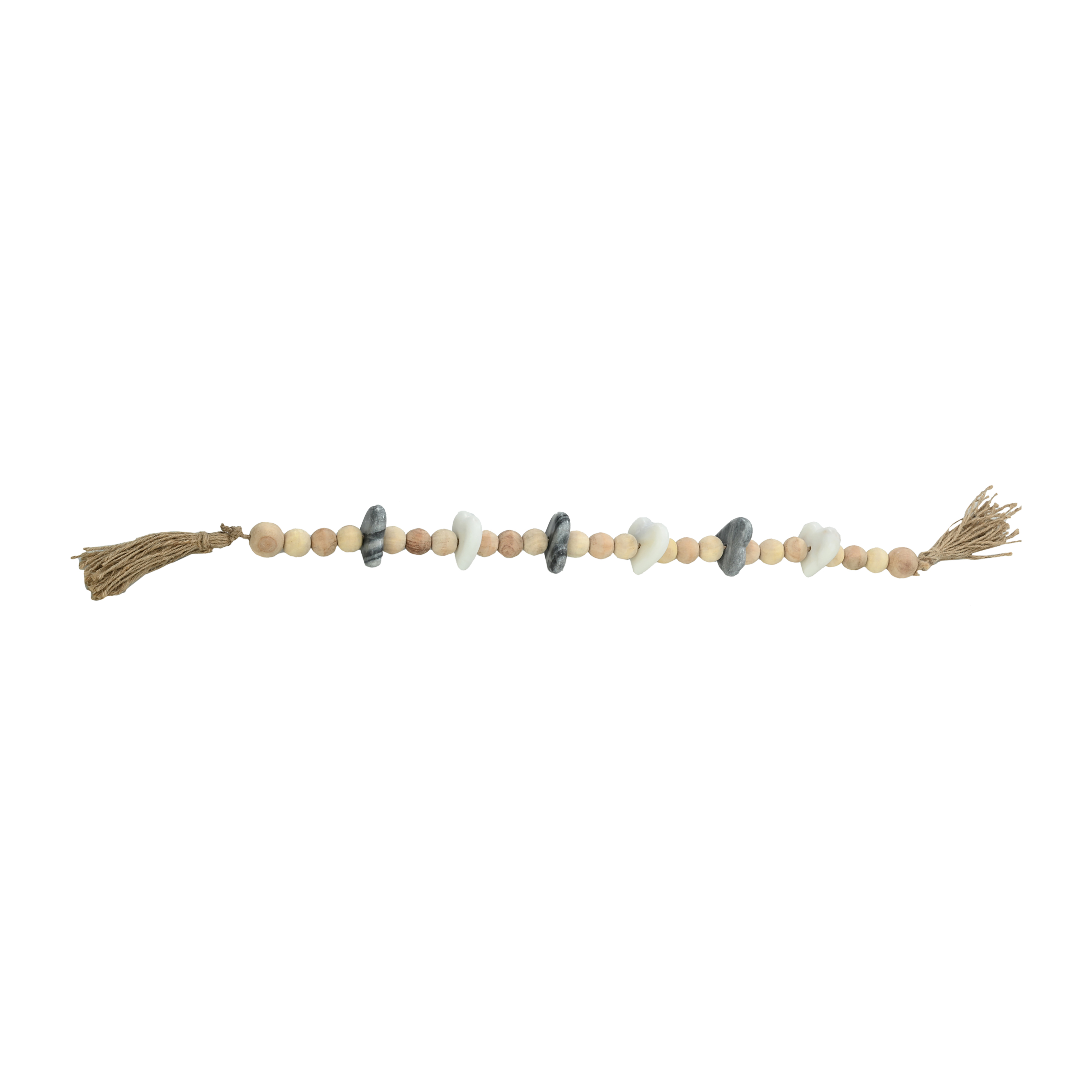 Sagebrook 36" Wood Small Bead Garland with Marble Hearts - Multi-Color
