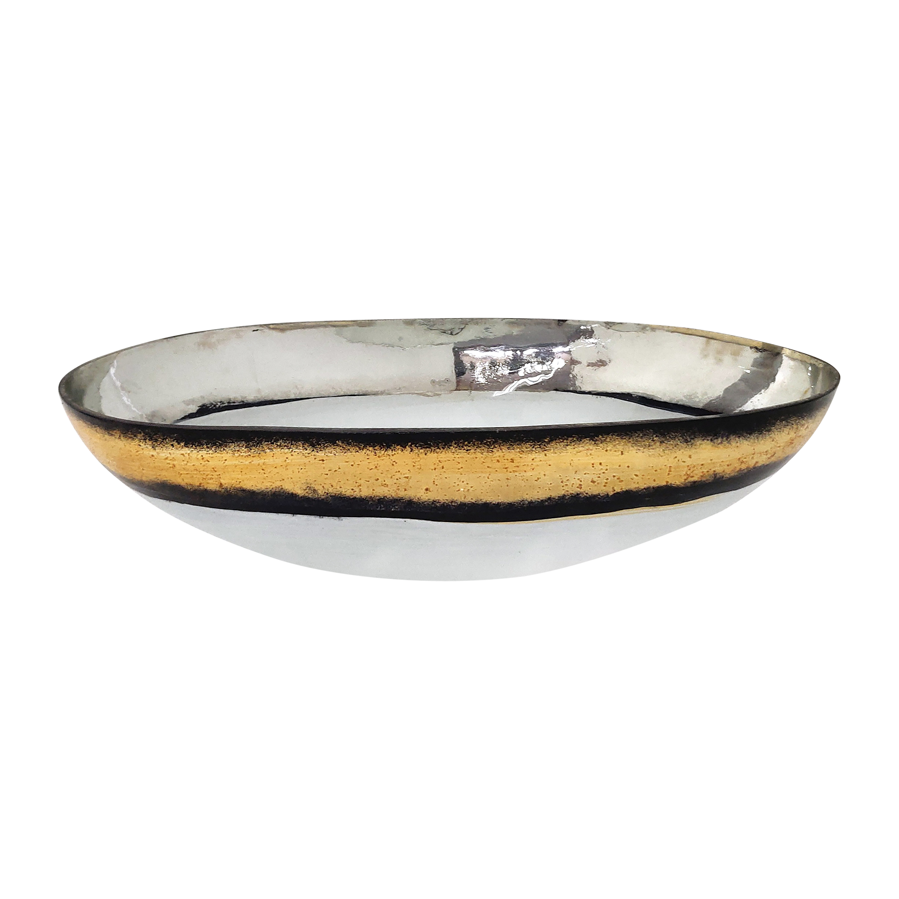 Sagebrook - 13" Glass Bowl with Gold Trim