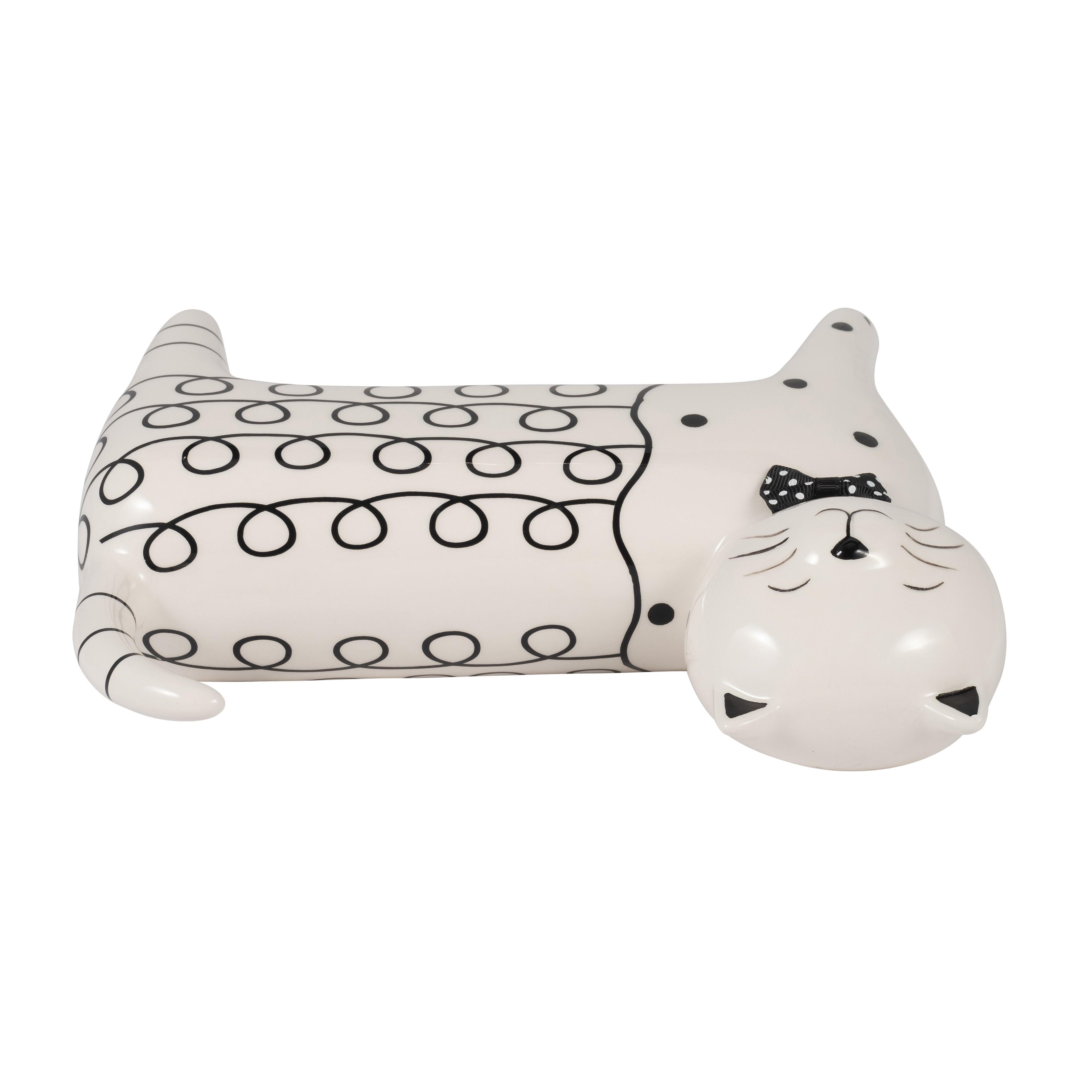 Sagebrook 8" Ceramic Swirls Cat - White