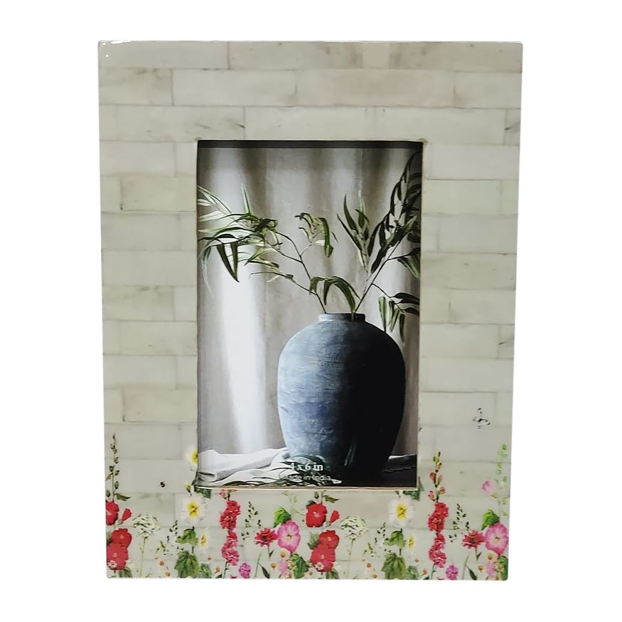 Sagebrook - 4"x6" Resin Pink Flower Field Photo Frame