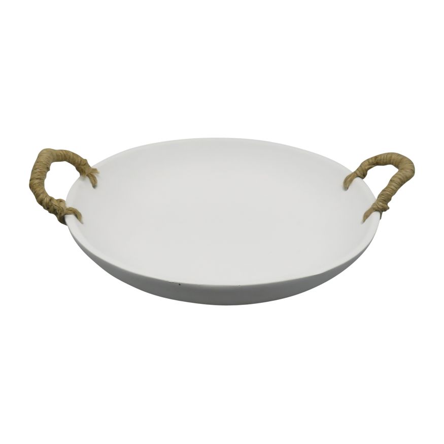 Sagebrook - 12" Cement Bowl With Woven Handles