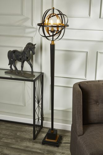 Sagebrook - Metal Armillary Floor Lamp in Black/Bronze