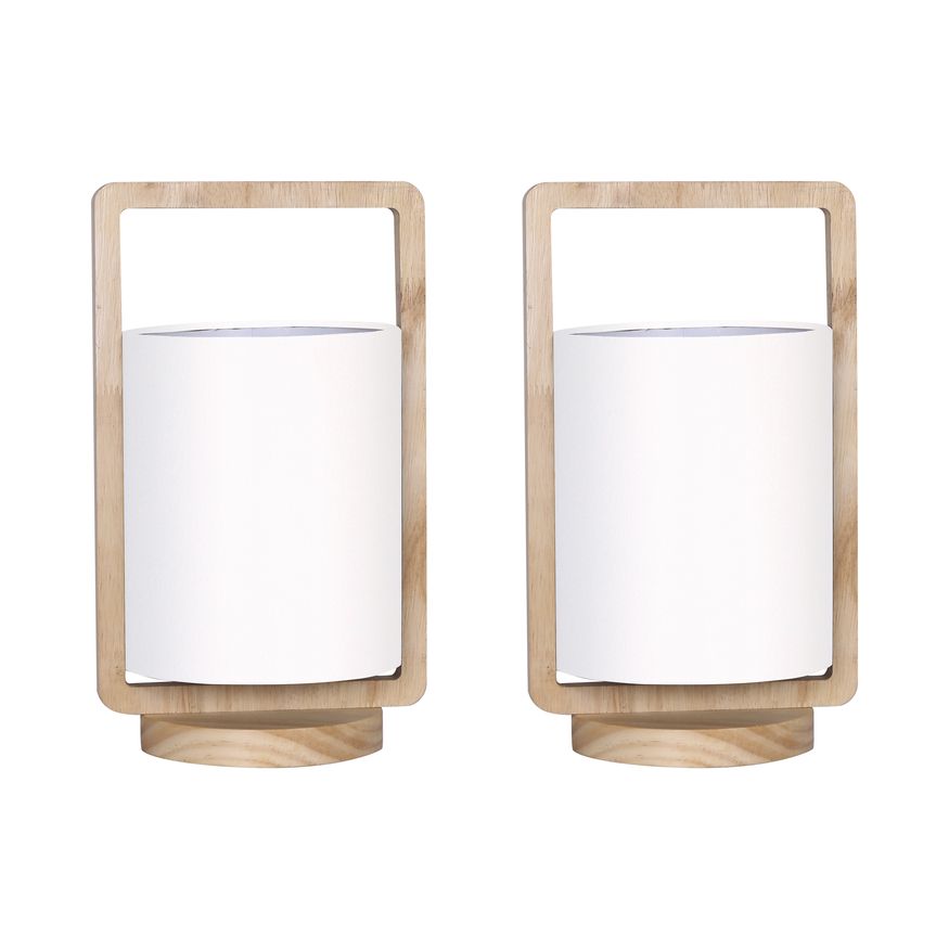 Sagebrook - Nature Wood Сylinder Table Lamps (Set Of 2)