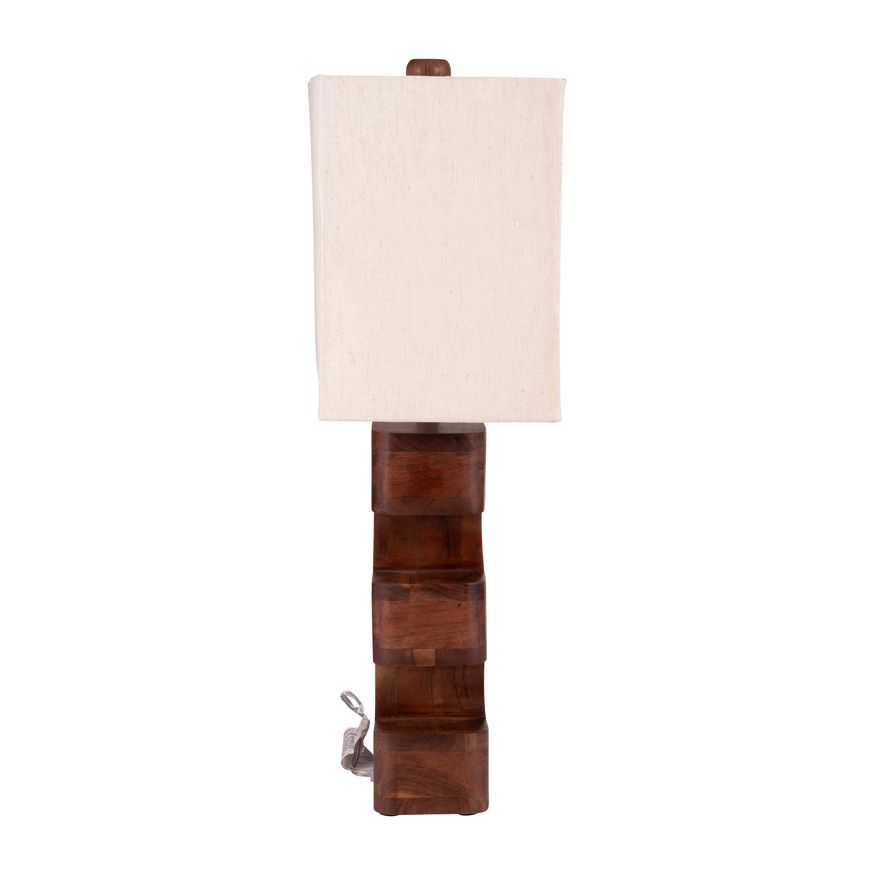 Sagebrook - Wood Geometric Lamp in Brown