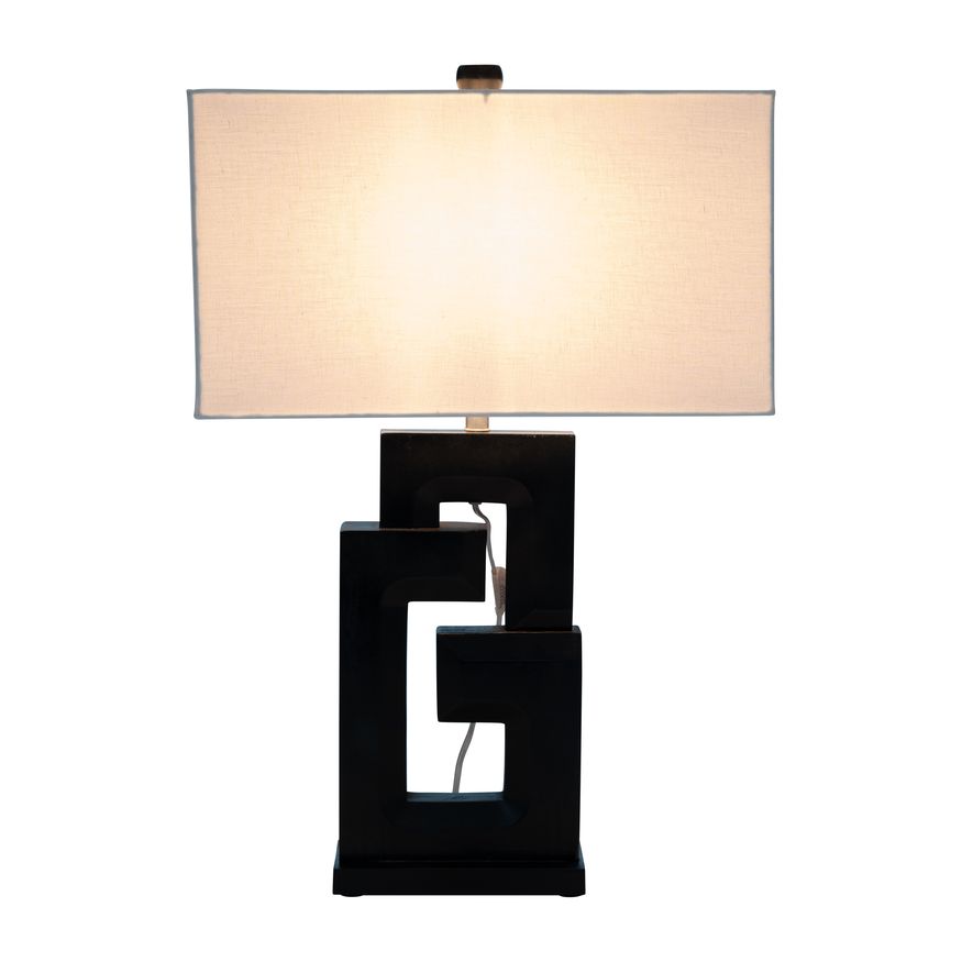 Sagebrook - Wood Geometric Lamp in Black