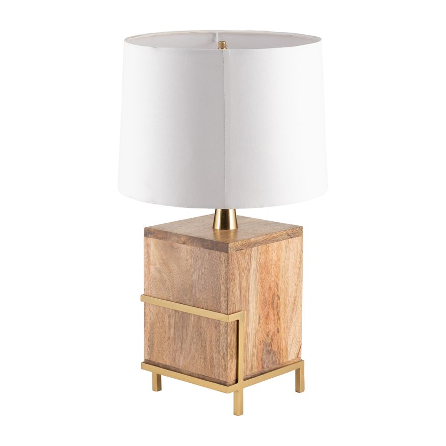 Sagebrook - Wood Cylindrical Table Lamp in Gold/Natural