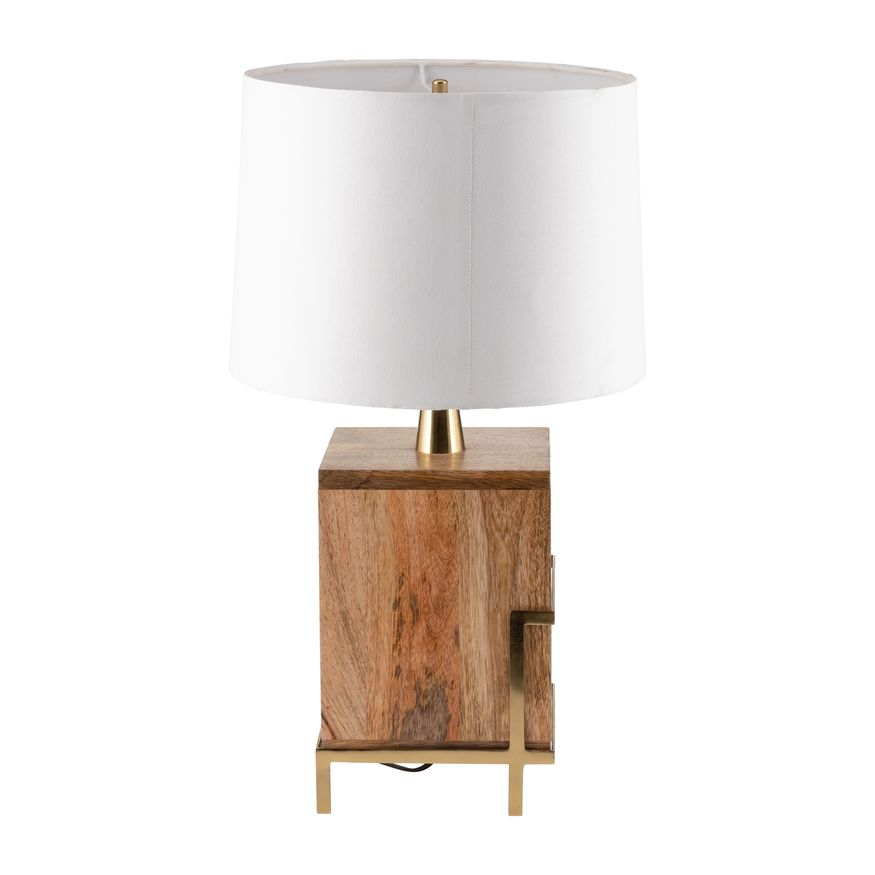 Sagebrook - Wood Cylindrical Table Lamp in Gold/Natural
