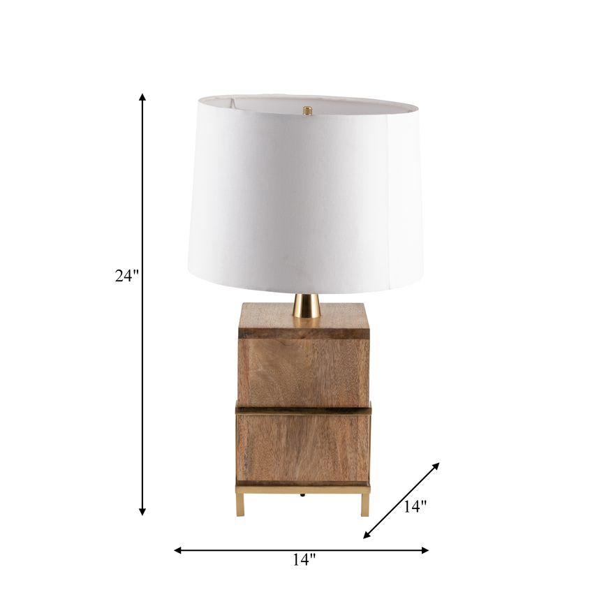 Sagebrook - Wood Cylindrical Table Lamp in Gold/Natural