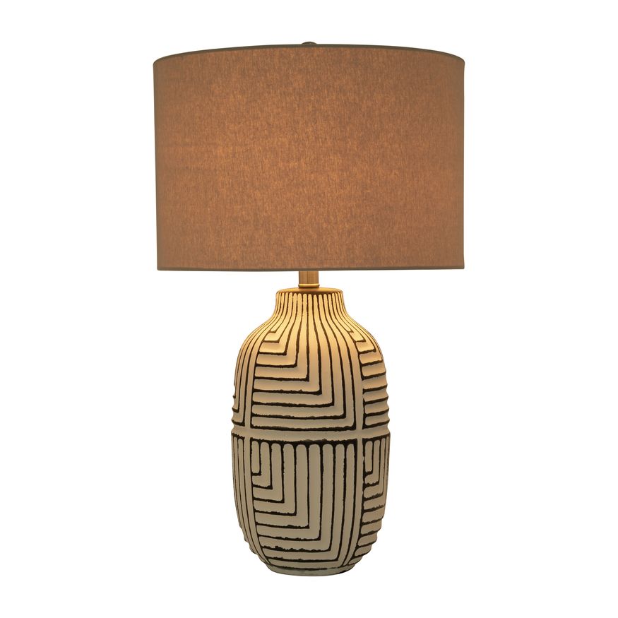 Sagebrook - Ceramic Tribal Textured Table Lamp in White