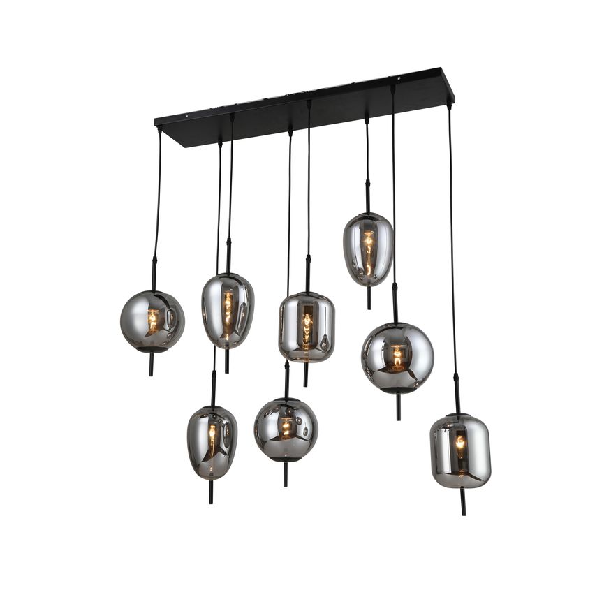 Sagebrook - Metal Pendant Lamp With 8 Light in Smoke Glass
