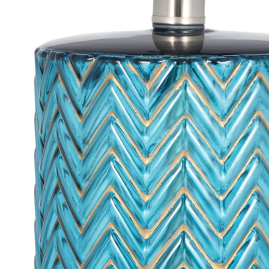 Sagebrook Glass Chevron Table Lamp - Blue