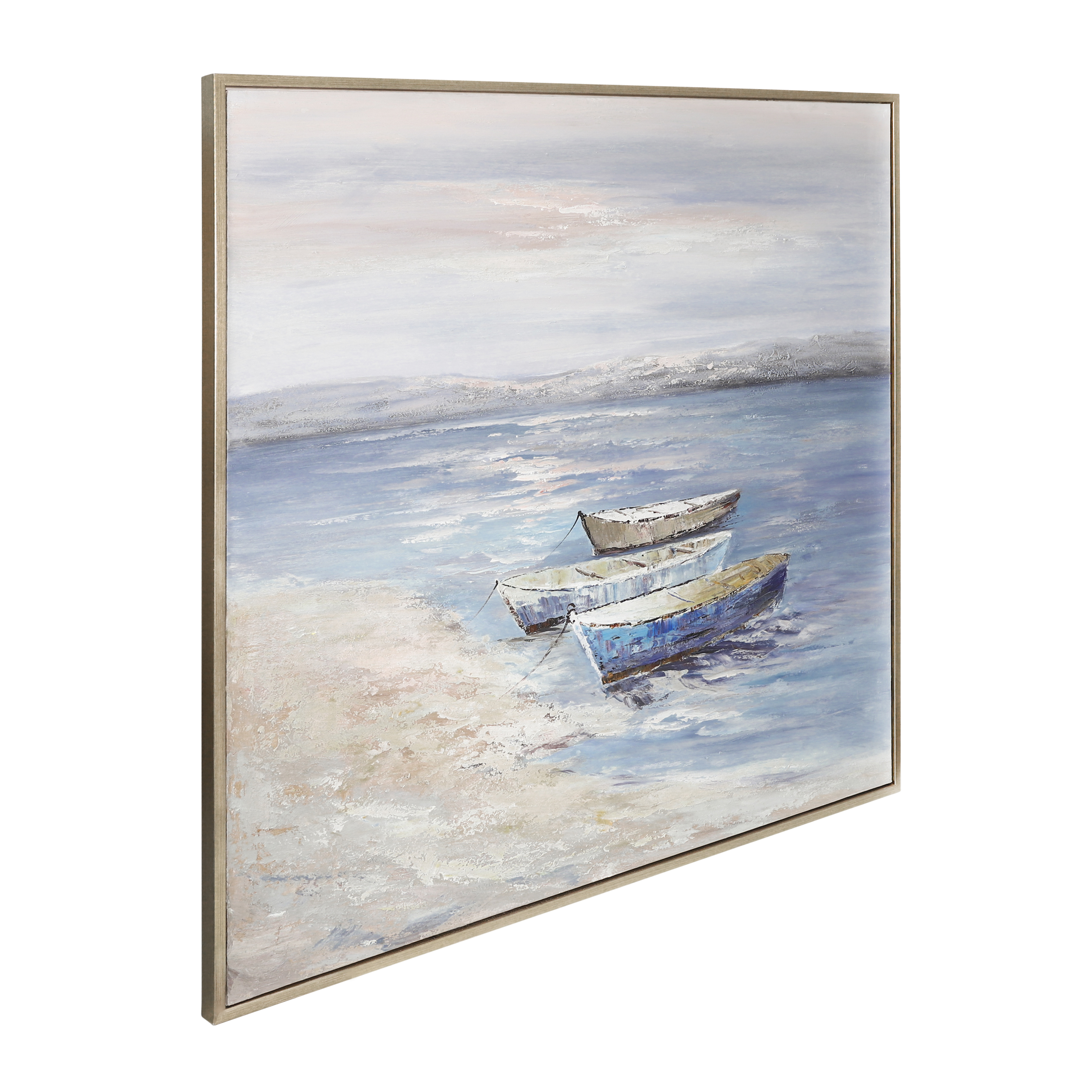 Sagebrook - 52"x52" Hand Painted Oil Canvas Boats/Ocean in Multi-Color