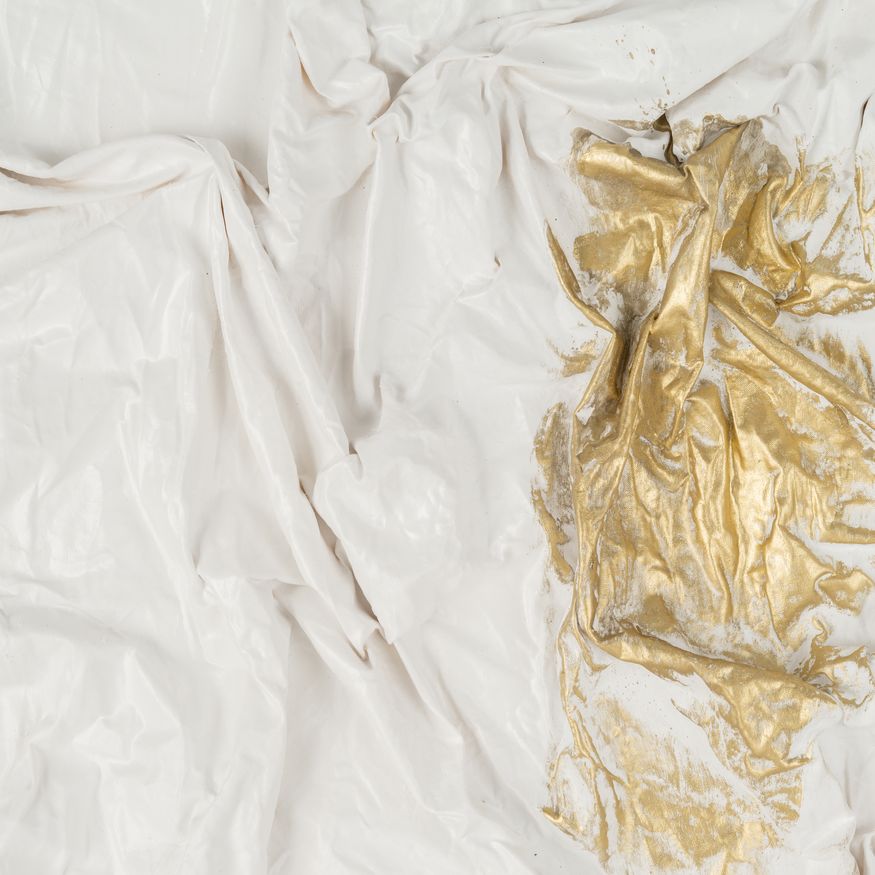 Sagebrook - Hand Painted Textured Acrylic in White/Gold