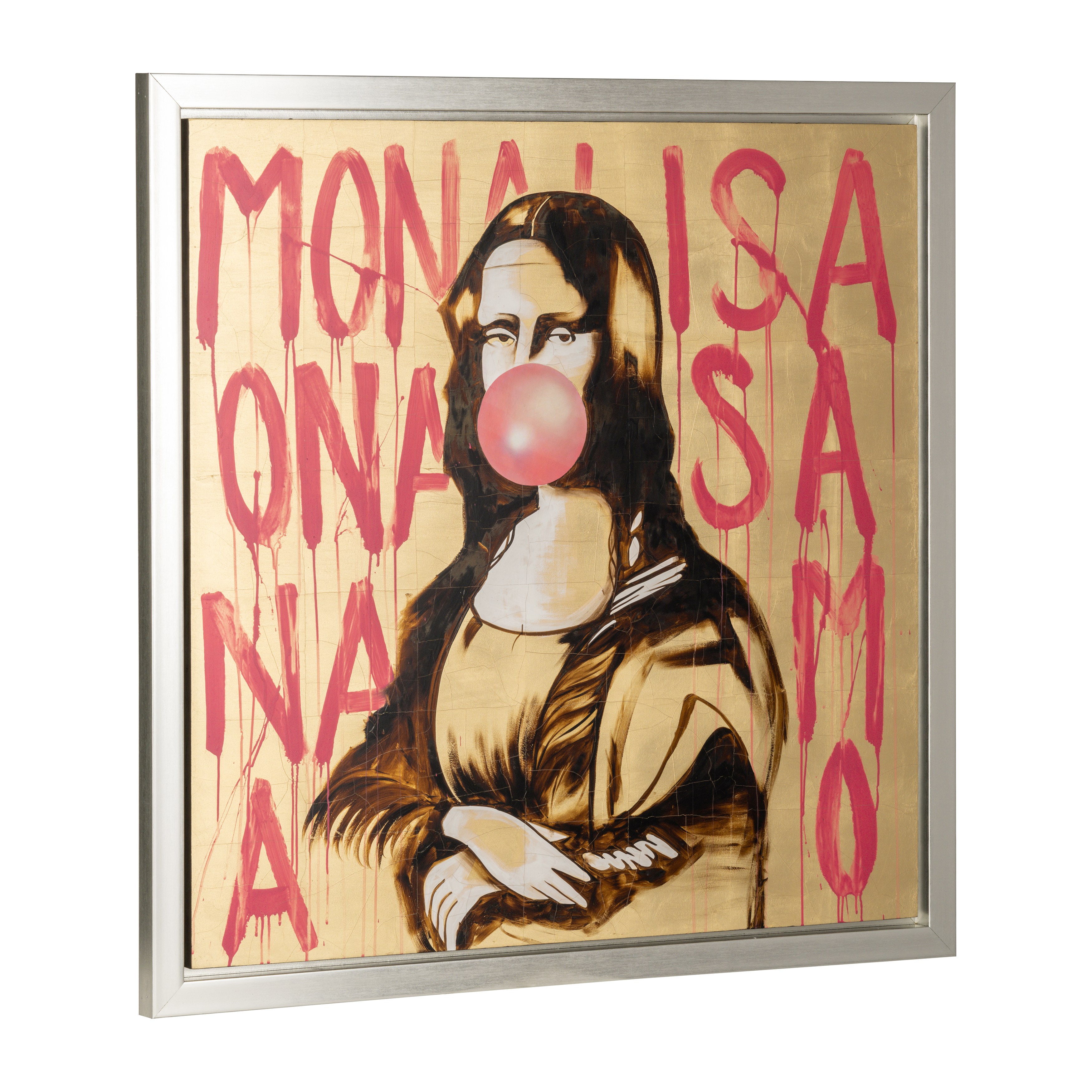 Sagebrook - 47"x47" Hand Painted Bubble Gum Mona Lisa in Brown/Pink