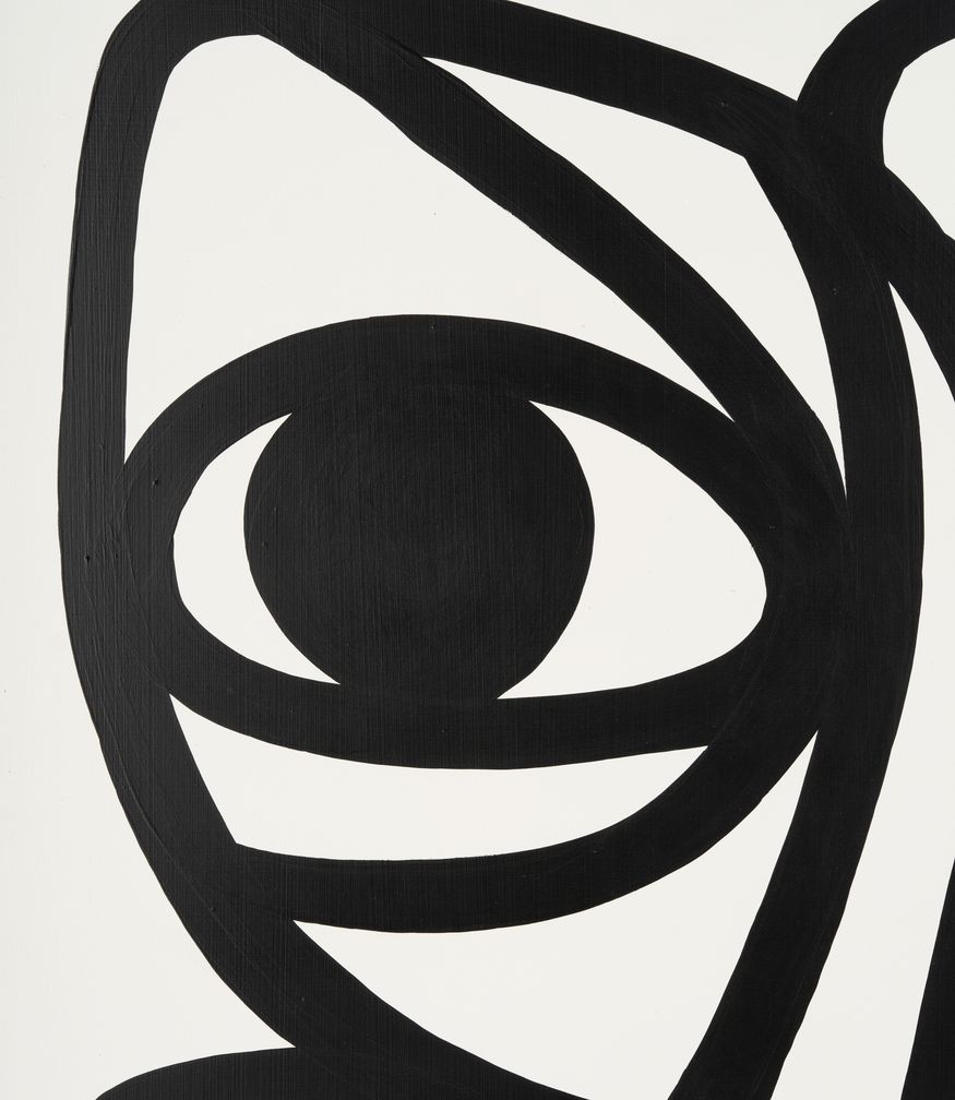 Sagebrook - Hand Painted Gold Frame Geometric Face in Black