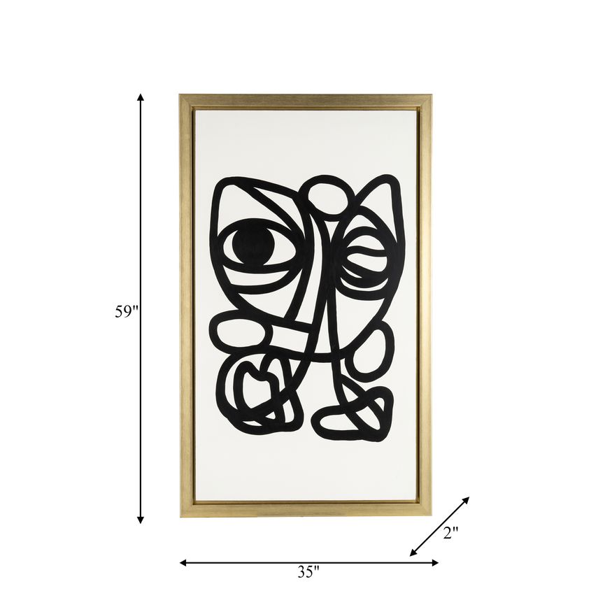 Sagebrook - Hand Painted Gold Frame Geometric Face in Black
