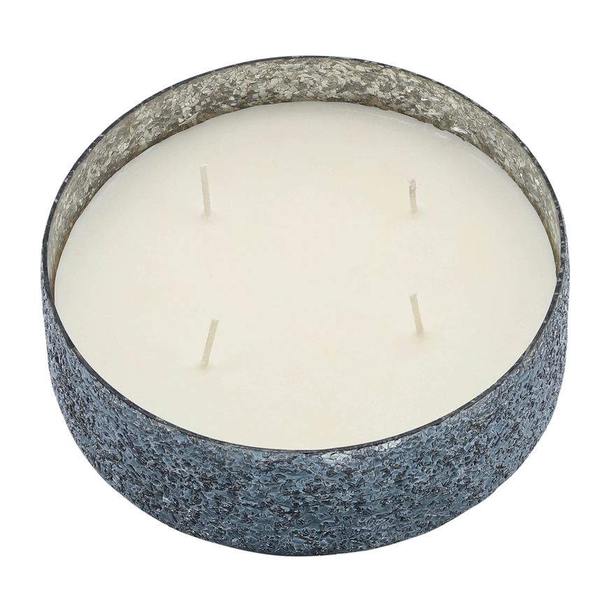 Sagebrook 9" 49 Oz Santal Vanilla Crackled Glass Candle - Gray