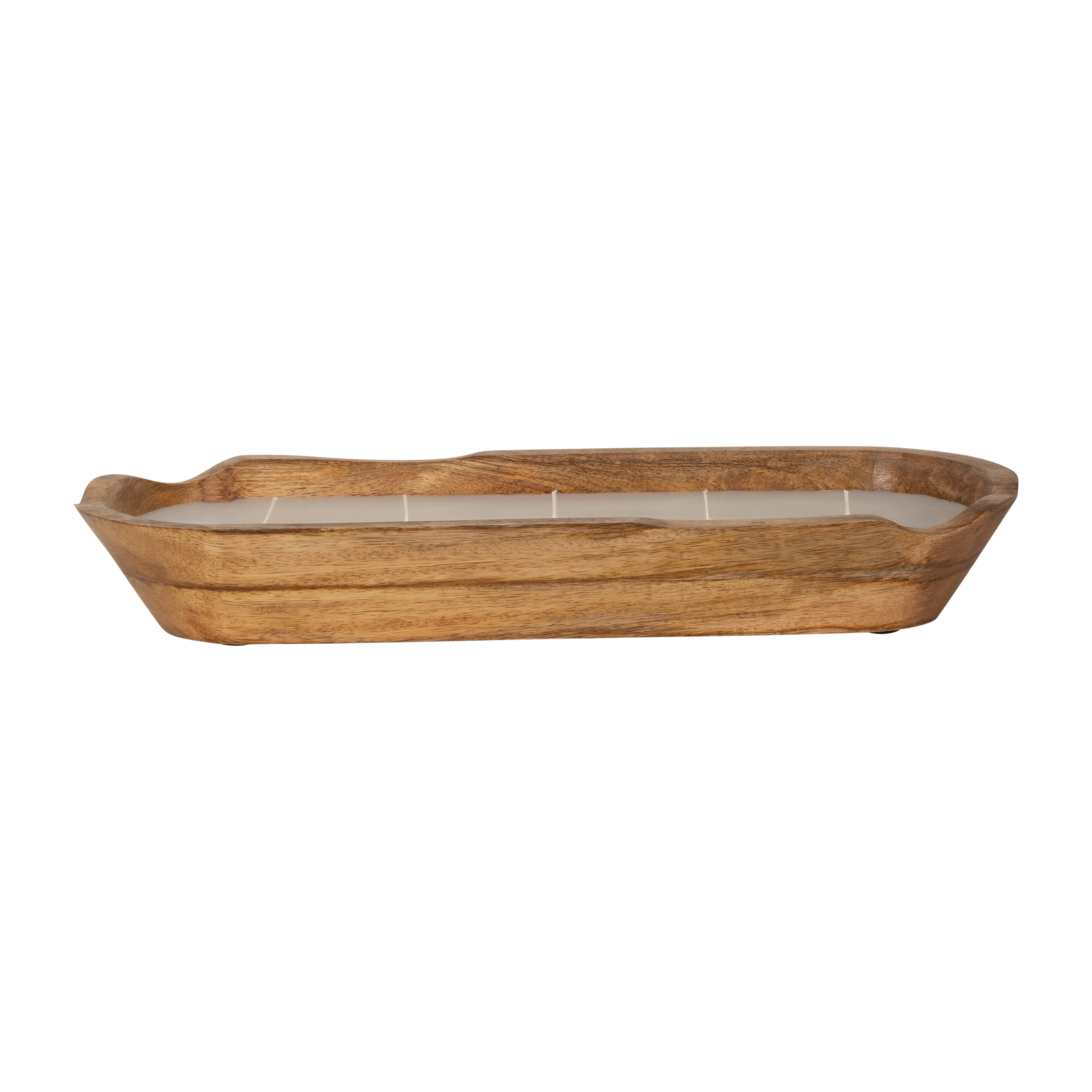 Sagebrook - 9" 14 Oz Vanilla Curvy Wood Bowl Candle