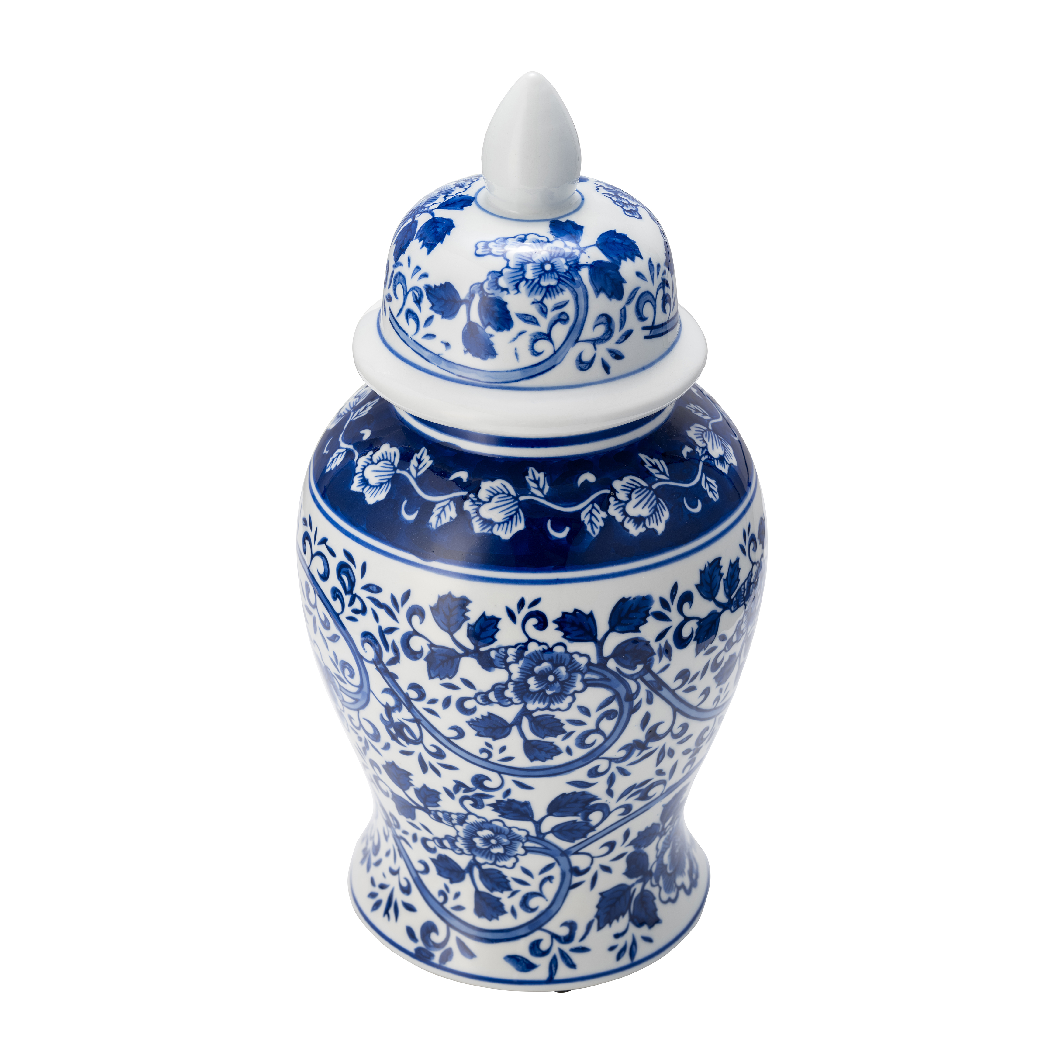 Sagebrook 14" Ceramic Blue/White Temple Jar - White
