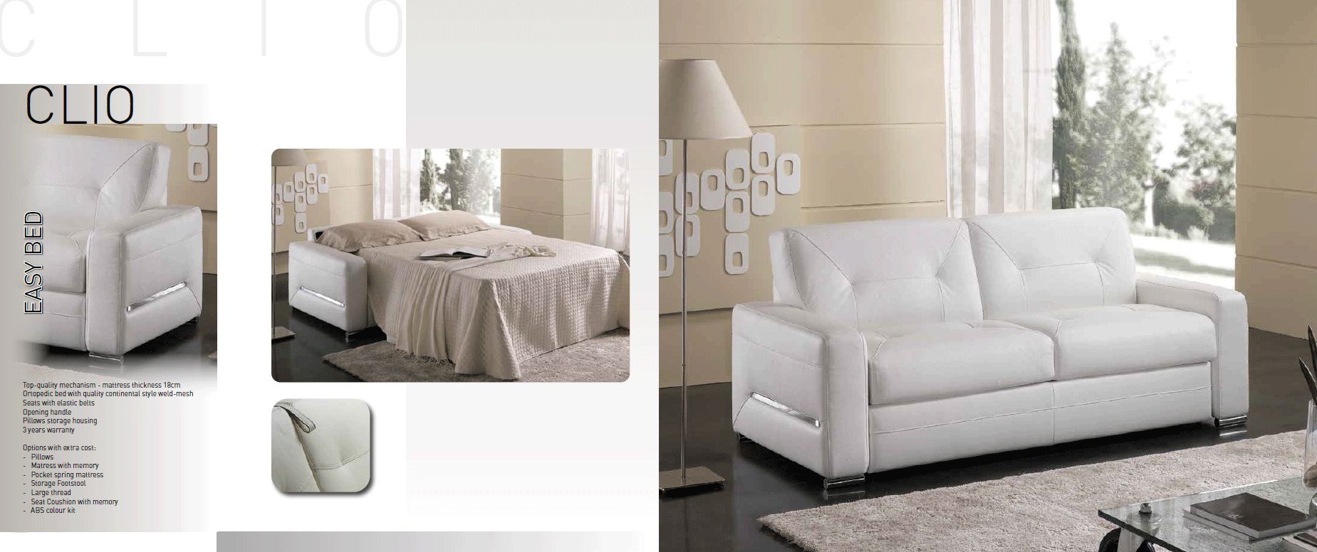 Satis Clio Sofa Bed Mattress 160, Cat. B Leather