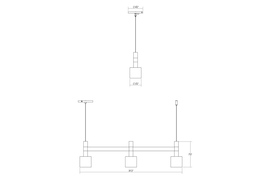 Sonneman Systema Staccato Linear Pendant - Bright Satin Aluminum, 3 Light, Drum