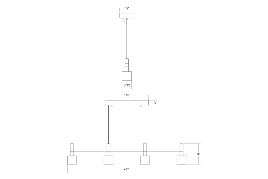 Sonneman Systema Staccato Linear Pendant - Bright Satin Aluminum, 4 Light, Drum