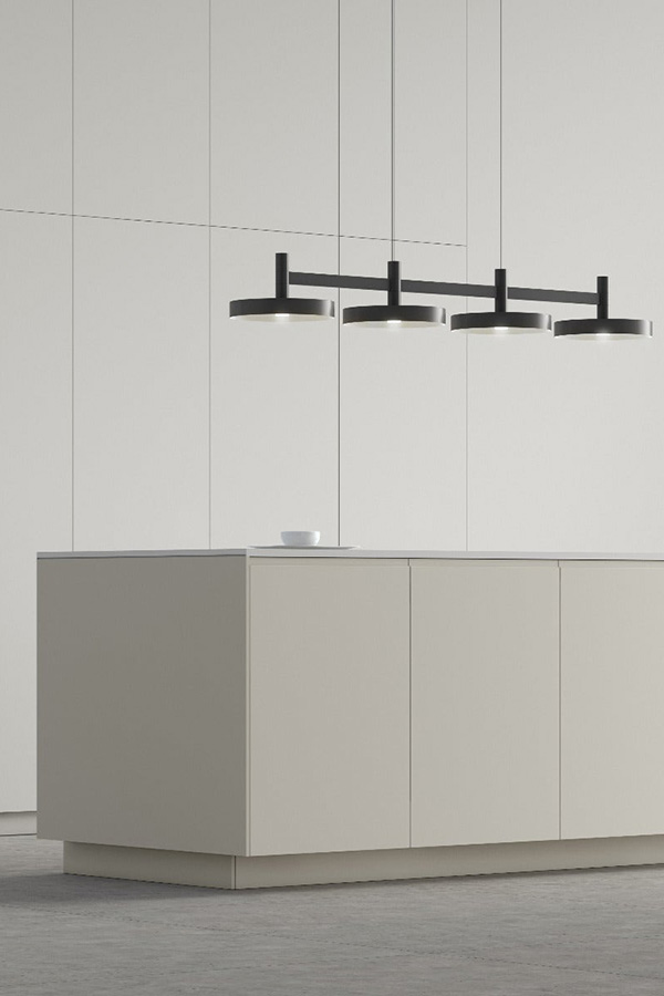 Sonneman Systema Staccato Linear Pendant - Satin Black, 4 Light, Pan