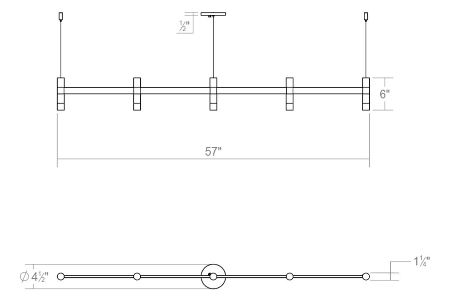 Sonneman Systema Staccato Linear Pendant - Painted Brass, 5 Light, None