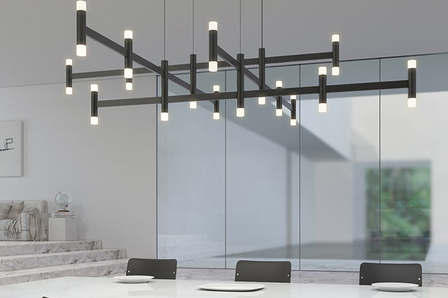 Sonneman Systema Staccato Hash Chandelier - Bright Satin Aluminum, Standard