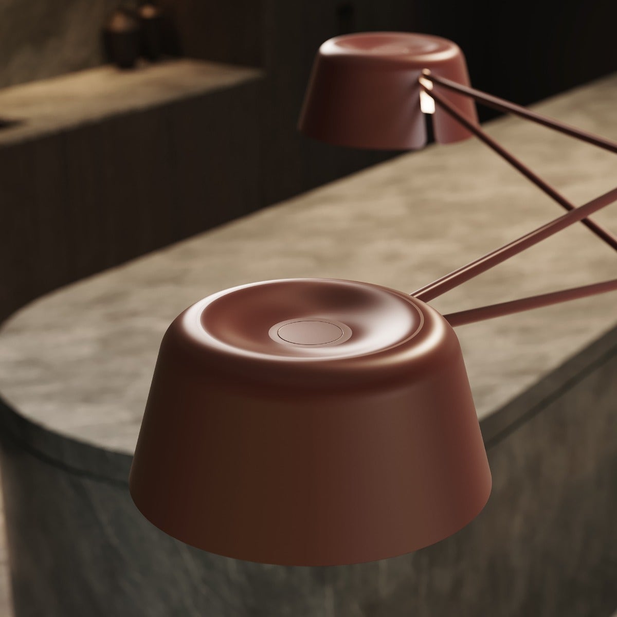 Sonneman Ray Chandelier - 3 Light, Oxide Red, Oxide Red Aluminum