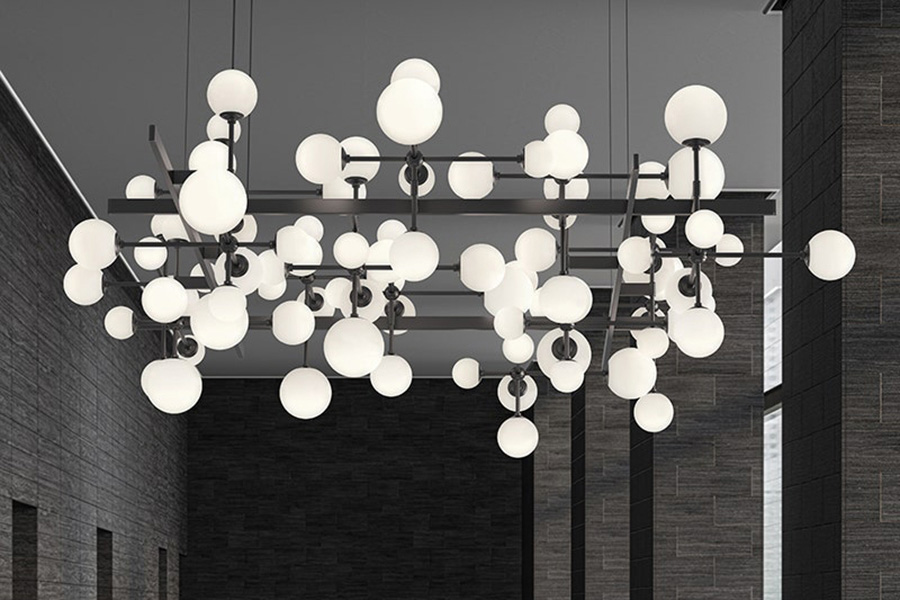 Sonneman Nebula Square Chandelier - Satin Nickel, Standard