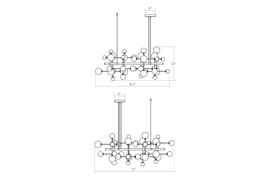 Sonneman Nebula Square Chandelier - Satin Nickel, Standard