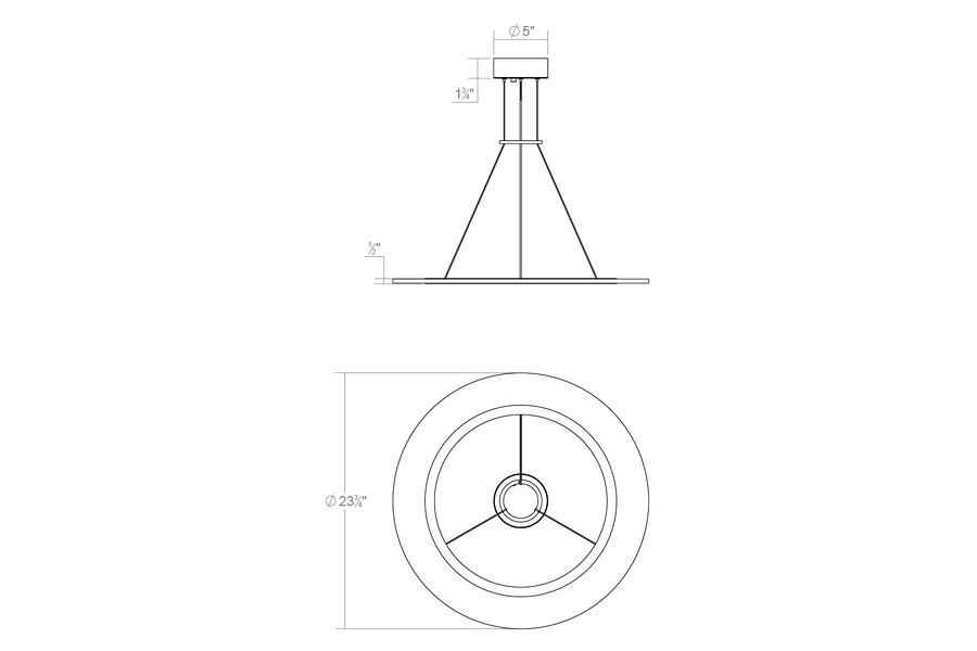 Sonneman Arctic Rings Single LED Pendant - Bright Satin Aluminum, 24" Single LED Ring Pendant