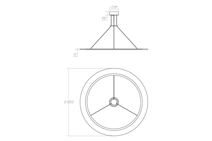 Sonneman Arctic Rings Single LED Pendant - Bright Satin Aluminum, 36" Single LED Ring Pendant
