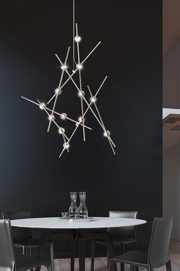 Sonneman Constellation Aquila Chandelier - Satin Nickel, Minor, White Optical Acrylic Lens, 3000K