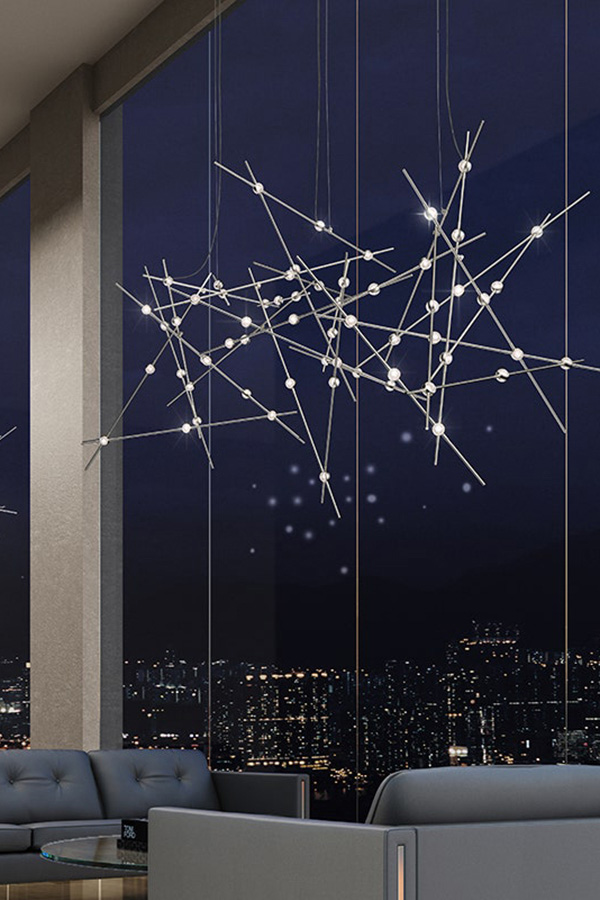 Sonneman Constellation Aquila Chandelier - Satin Nickel, Major, White Optical Acrylic Lens, 3000K