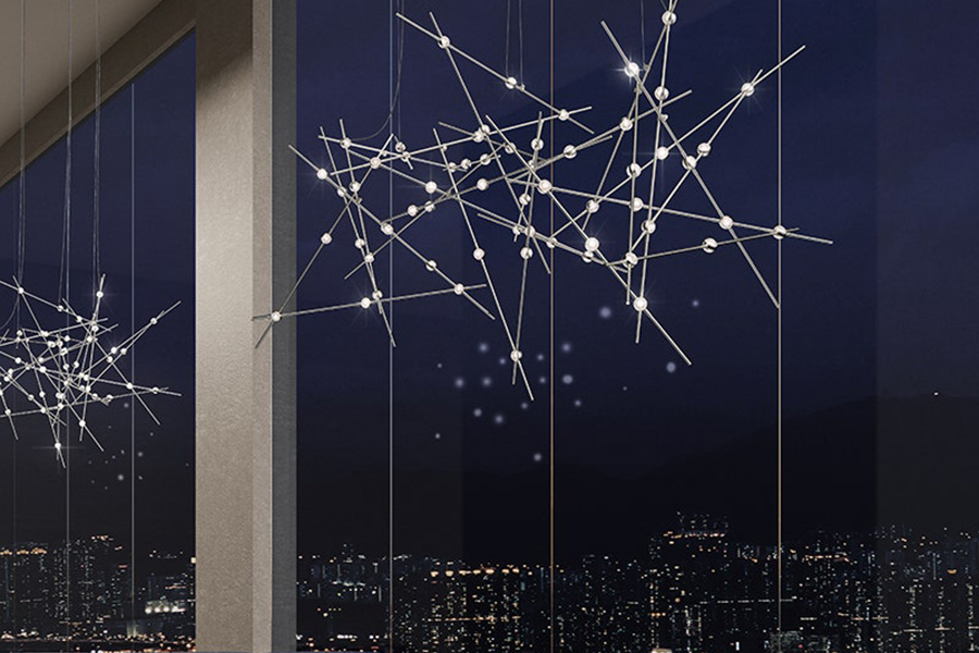 Sonneman Constellation Aquila Chandelier - Satin Brass, Major, White Optical Acrylic Lens, 2700K