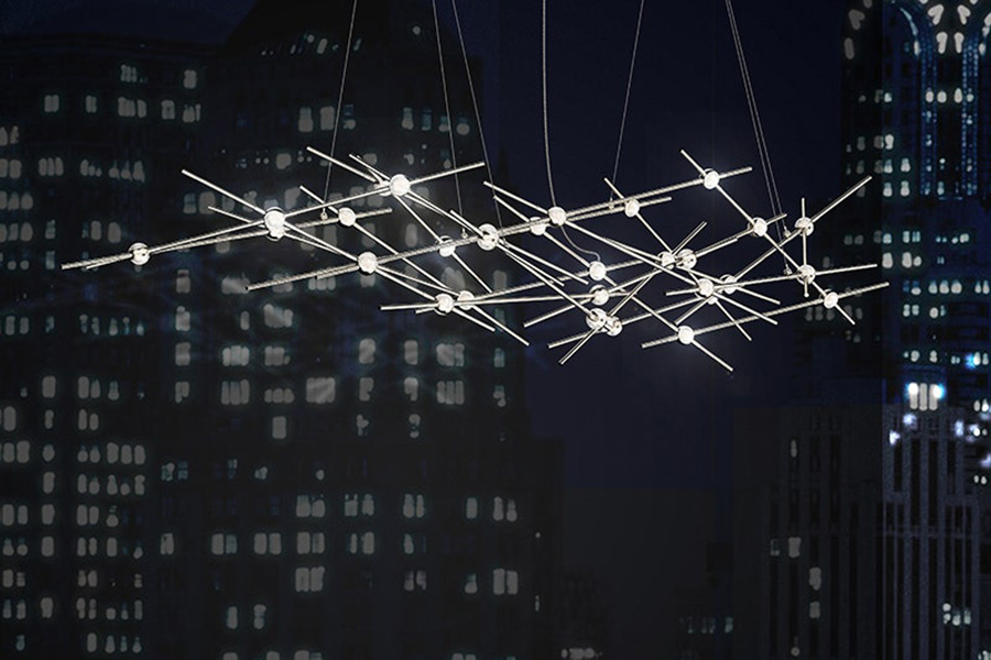 Sonneman Constellation Ursa Chandelier - Satin Brass, Minor, Clear Faceted Acrylic Lens, 3000K