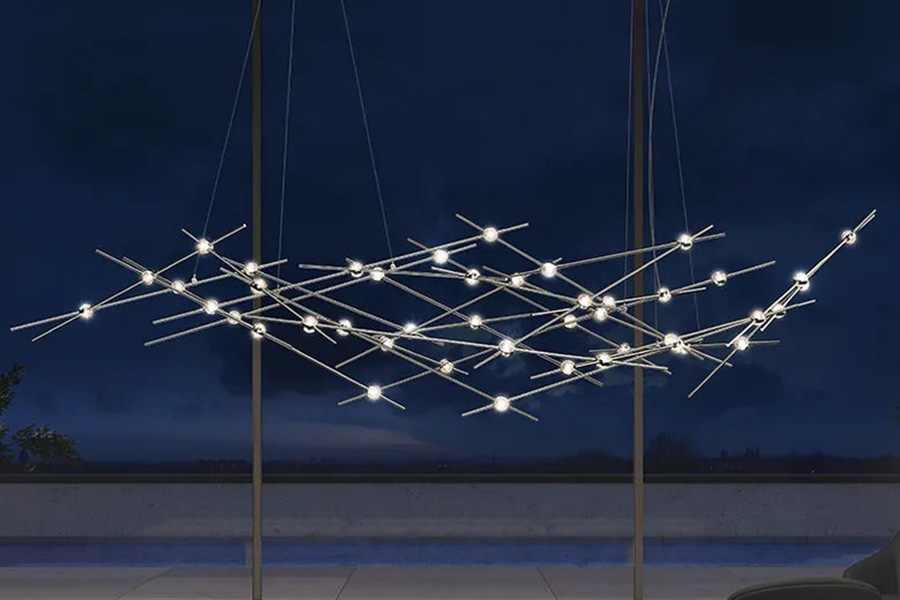 Sonneman Constellation Ursa Chandelier - Satin Brass, Minor, Clear Faceted Acrylic Lens, 3000K