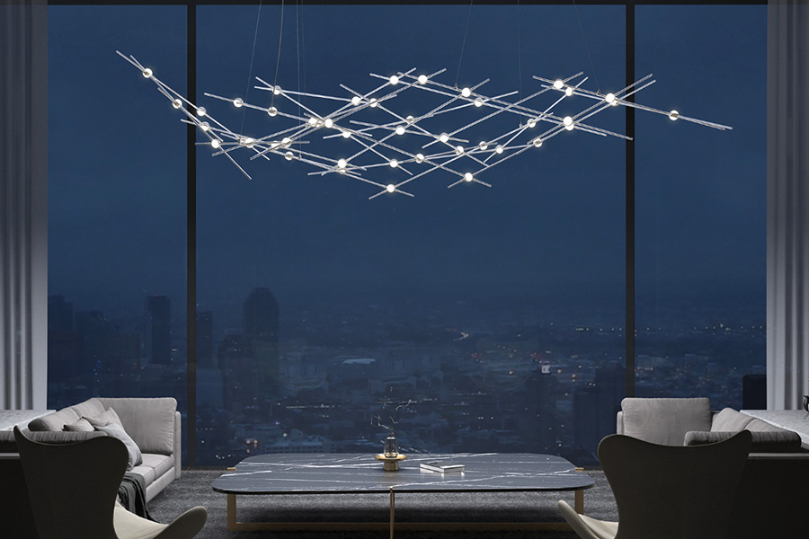 Sonneman Constellation Ursa Chandelier - Satin Nickel, Major, Clear Faceted Acrylic Lens, 3000K