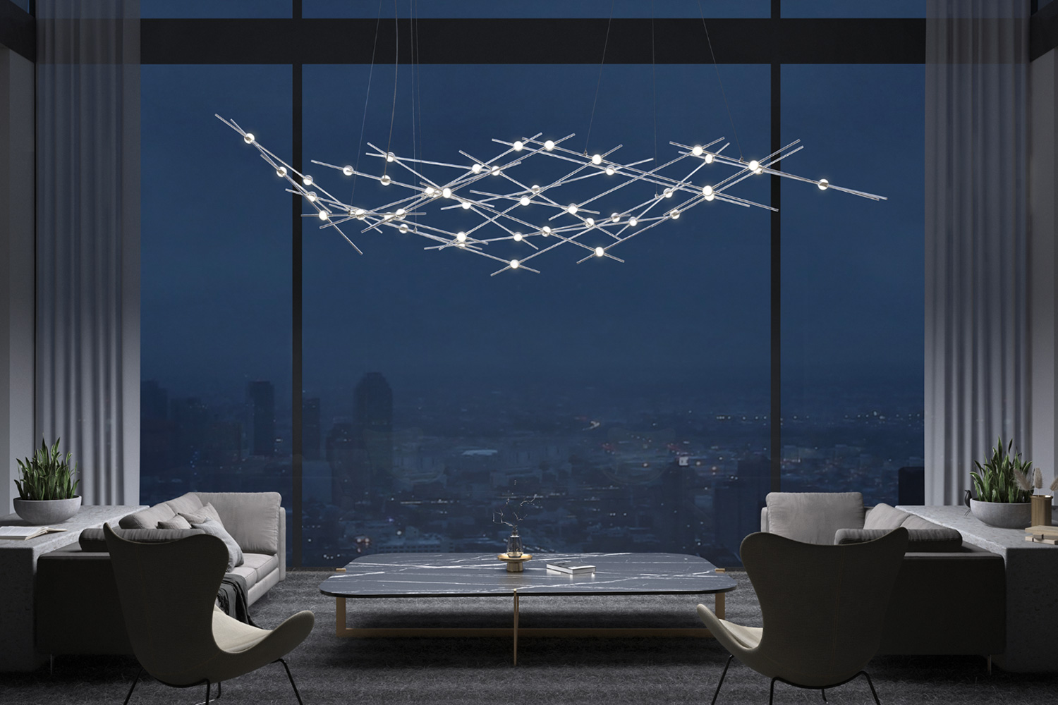 Sonneman Constellation Ursa Chandelier - Satin Nickel, Major, White Optical Acrylic Lens, 3000K