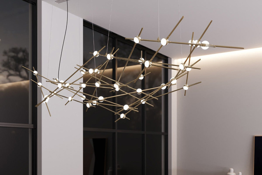 Sonneman Constellation Ursa Chandelier - Satin Brass, Major, White Optical Acrylic Lens, 3000K