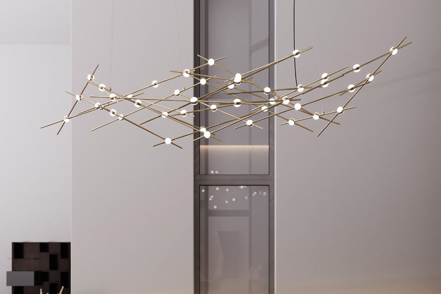 Sonneman Constellation Ursa Chandelier - Satin Brass, Major, White Optical Acrylic Lens, 2700K